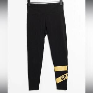NWOT DKNY Black 7/8 Leggings with Gold Logo Detail